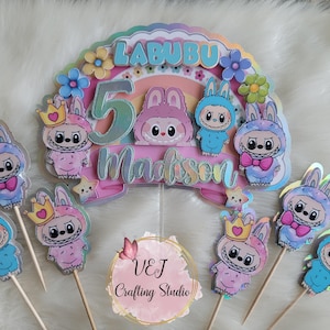 La-Bubu Cake Topper with 6 Cupcakes Toppers.