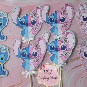 Gender Reveal Stitch & Angel Centerpieces, Cut-out for Table Decorations