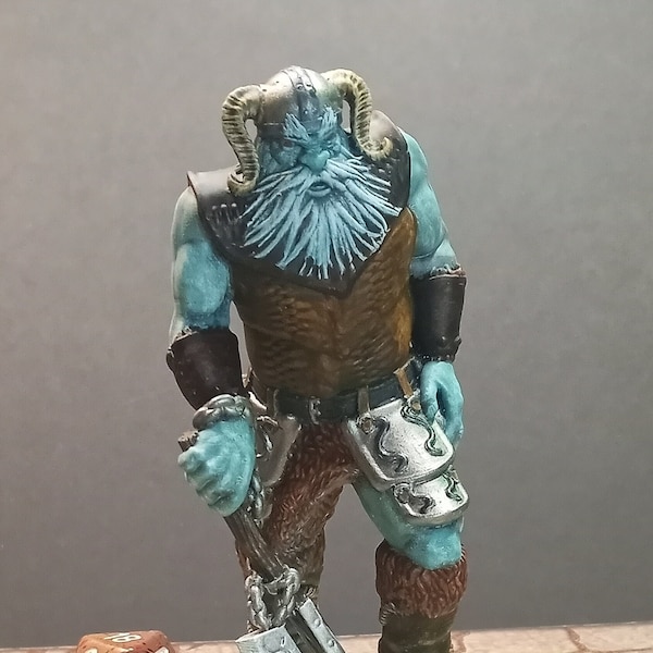 Hand Painted frost giant miniature cold weather for Dungeons and Dragons and other table top role playing games. 28mm