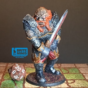 Hand Painted fire giant miniature for Dungeons and Dragons and other table top role playing games. 28mm