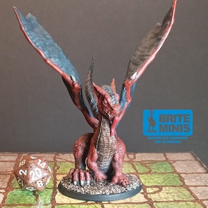 Hand Painted young red dragon wyrmling miniature for Dungeons and Dragons and other table top role playing games. 28mm