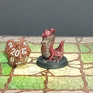 Hand Painted baby red dragon hatchling wyrmling miniature for Dungeons and Dragons and other table top role playing games. 28mm