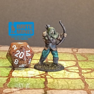 Hand Painted ranger archer fighter human warrior for Dungeons and Dragons and other table top role-playing games. 28mm