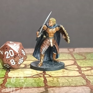 Hand Painted elf fighter warrior paladin miniature for Dungeons and Dragons and other table top role-playing games. 28mm