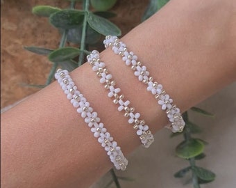 Silver and Gold Flower Bracelet Set