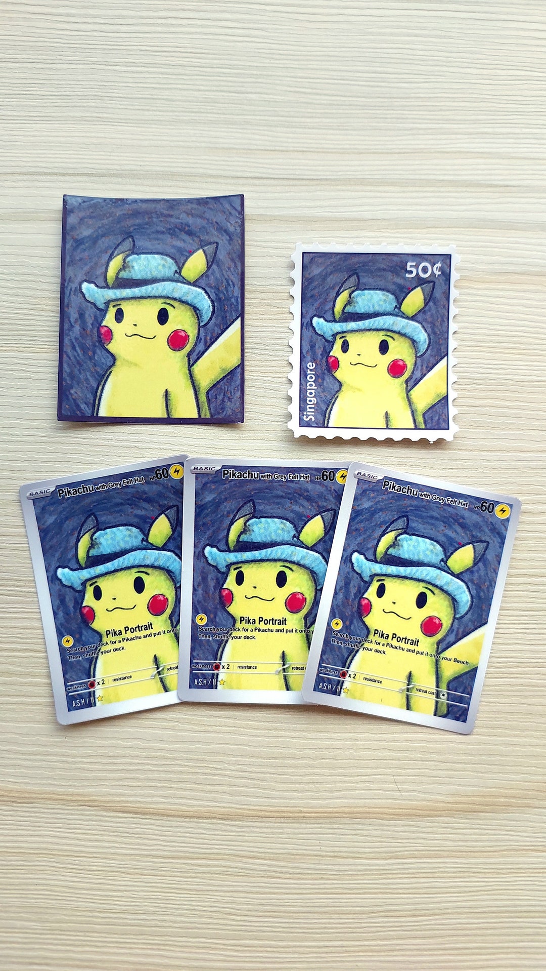 Pokemon Pikachu With Grey Felt Hat Stickers Waterproof Etsy