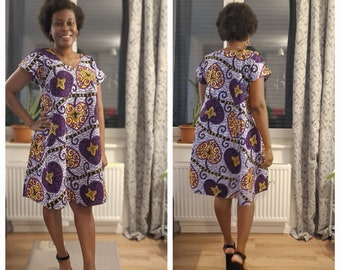 Robe élégante avec imprimé wax africain pour femme - Découvrez la culture vibrante et la beauté des tissus africains !