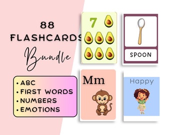 Flashcards Bundle for Kids Printable Educational Toys Instant Download Gift For Toddlers Montessori Cards Learn the ABC Fun Early Learning