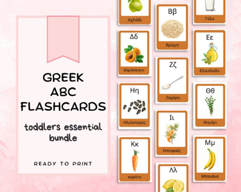Greek Alphabet Flashcards Ellhniko Alfavito Learn the ABC Printable ...