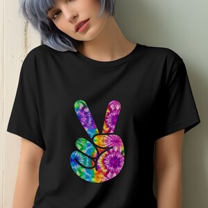 Tie Dye Peace Sign Shirt, Peace T-shirt, Colorful Peace T-Shirt, Retro Tee, Hippie Shirt, Retro Peace Symbol, Unisex Short Sleeve Tee