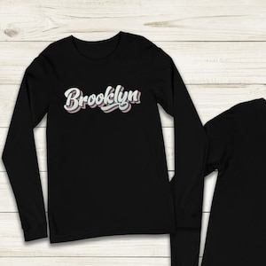 T-shirt rétro Brooklyn à manches longues : chemise souvenir de New York