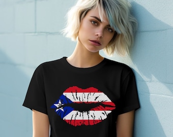 Puerto Rico Flag Lips Shirt - Boriqua Pride Unisex Tee