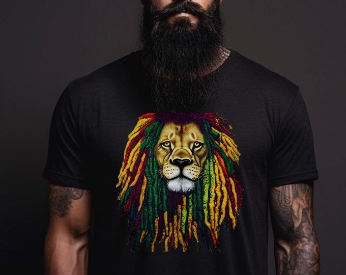 Rasta Lion Dreadlock T-Shirt: Reggae Roots Music Tee