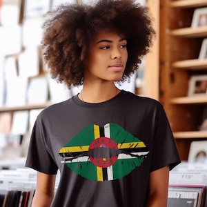 Dominica Flag Lips T-Shirt: Dominica Pride Souvenir Tee
