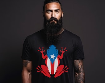 Puerto Rico Flag Frog Tee - Boriqua Pride Unisex Shirt