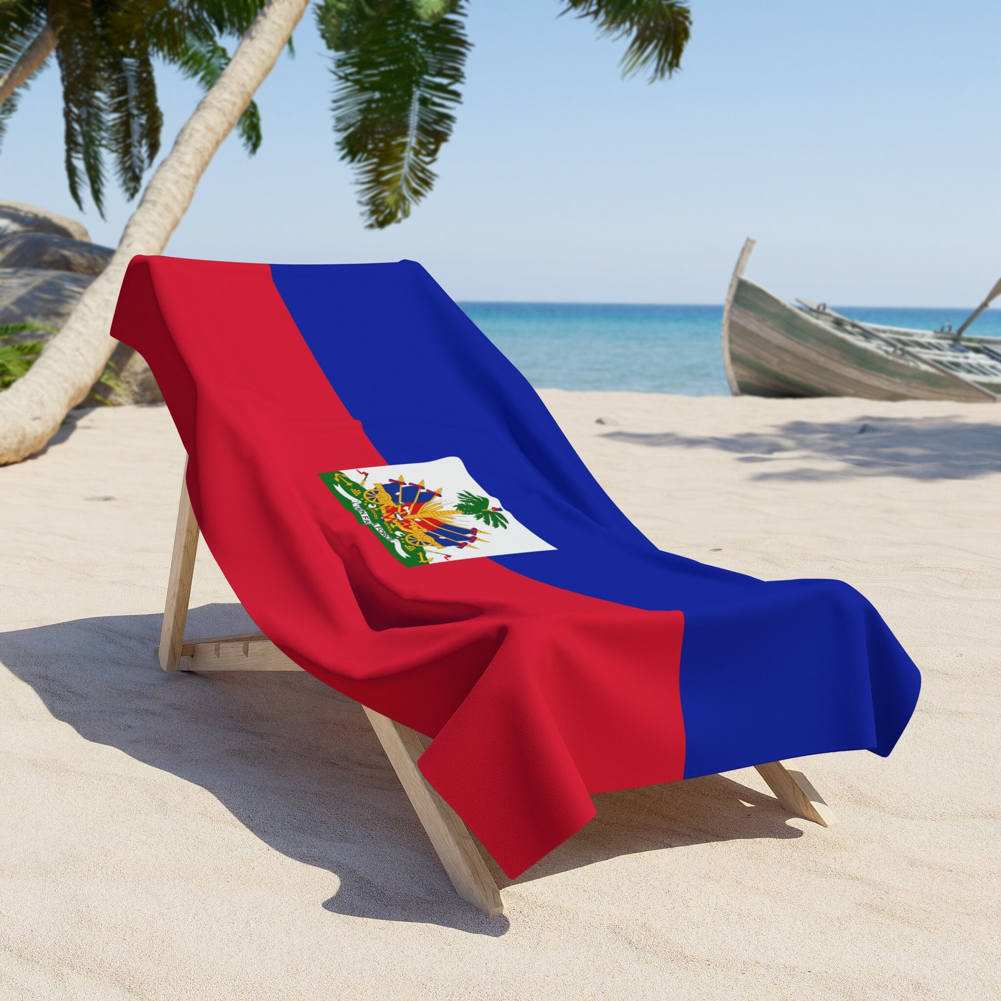 Haiti Beach Towel, Haiti Bath Towel, Haiti Flag Towel, Haitian Pride, Haiti Gift, Haiti Caribbean Vacation, Beach Towel