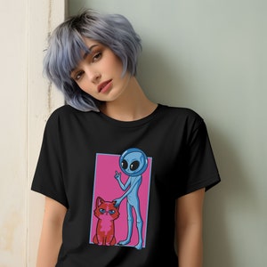 Funny Alien Shirt, Funny Cat T-shirt, Alien Lover T-shirt, Outer Space Shirt, Alien Gifts, Alien Shirt, Cat Lover T-shirt, Alien Cat Shirt