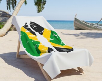 Jamaica Map Beach Towel - 30x60 Inches, 100% Cotton, 360 GSM For Pool, Beach & Travel - View #2