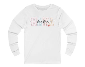 Mama Long Sleeve Tee, Soft Cotton Jersey, Mother's Day Gift