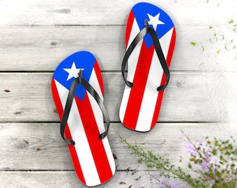 Puerto Rico Flag Flip-Flops, Summer Beach Sandals