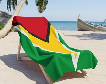 Serviette de plage drapeau Guyana : fierté guyanaise, vacances dans les Caraïbes (36 po. × 72 po.)