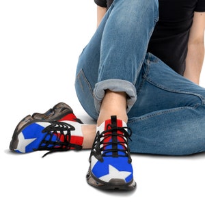 Men&#39;s & Women&#39;s Puerto Rico Flag Sneakers, Puerto Rico Flag Shoes, Puerto Rico Flag Trainers, Puerto Rico Men&#39;s and Women&#39;s Mesh Sneakers