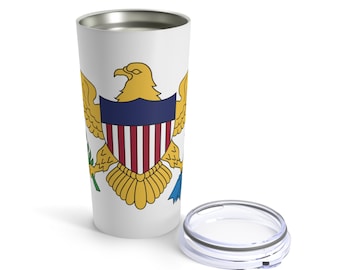 USVI Flag Tumbler: Virgin Islands Stainless Steel Travel Mug 20oz