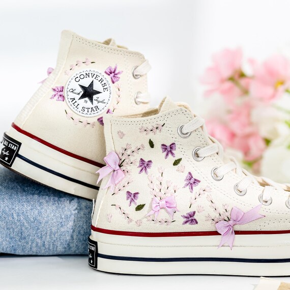Embroidered Converse Pink High Top