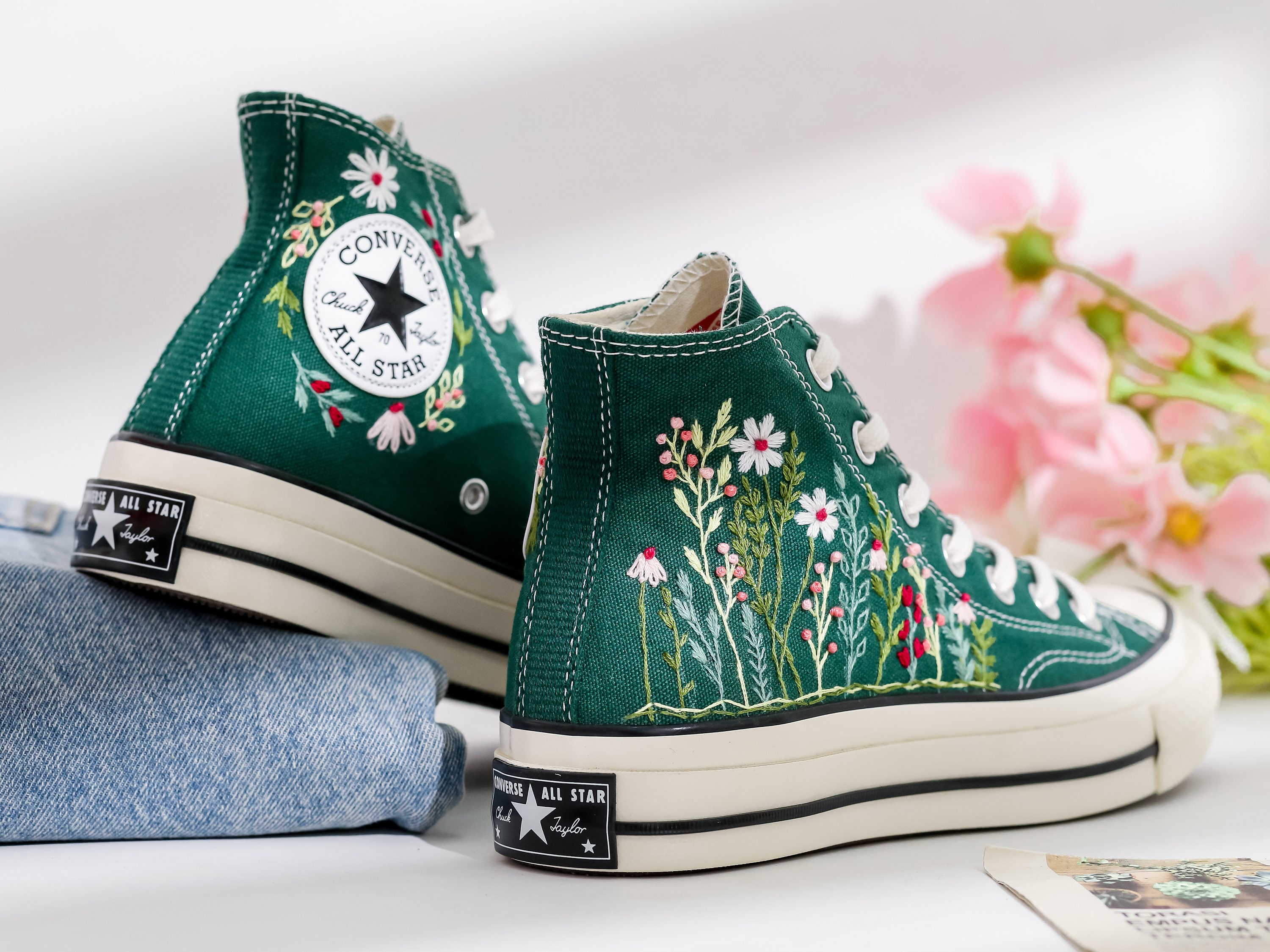 Custom Converse Chuck Taylor Garden Flower Embroidered Converse