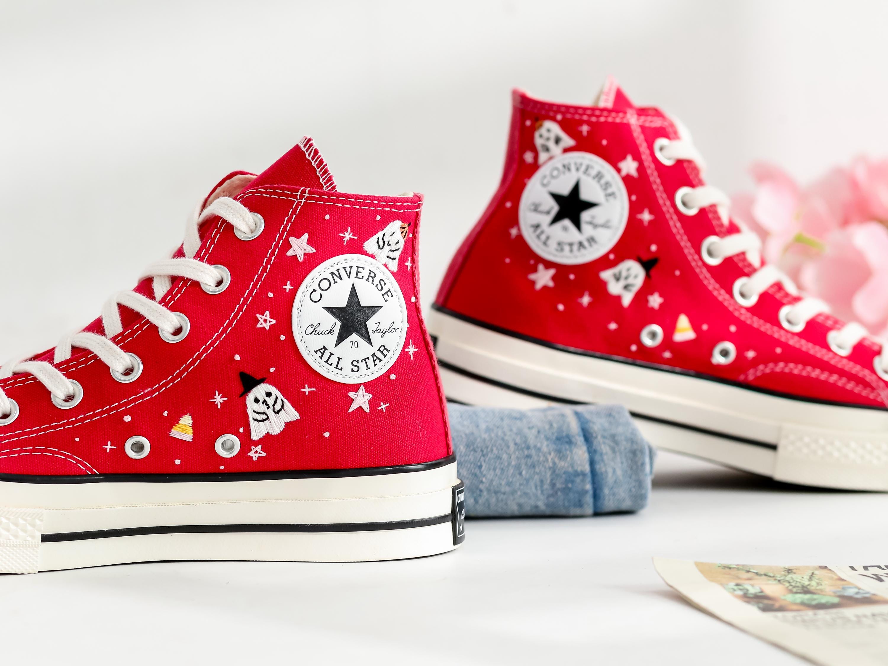 Custom Embroidered Converse, Cute Ghost Embroidered Shoes