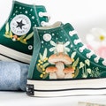 Embroidered Converse Mushroom, Frog, Converse Embroidery Mushroom, Custom Shoes Embroidered Frog and Mushrooms Sneakers, Unique Gift for Her product logo