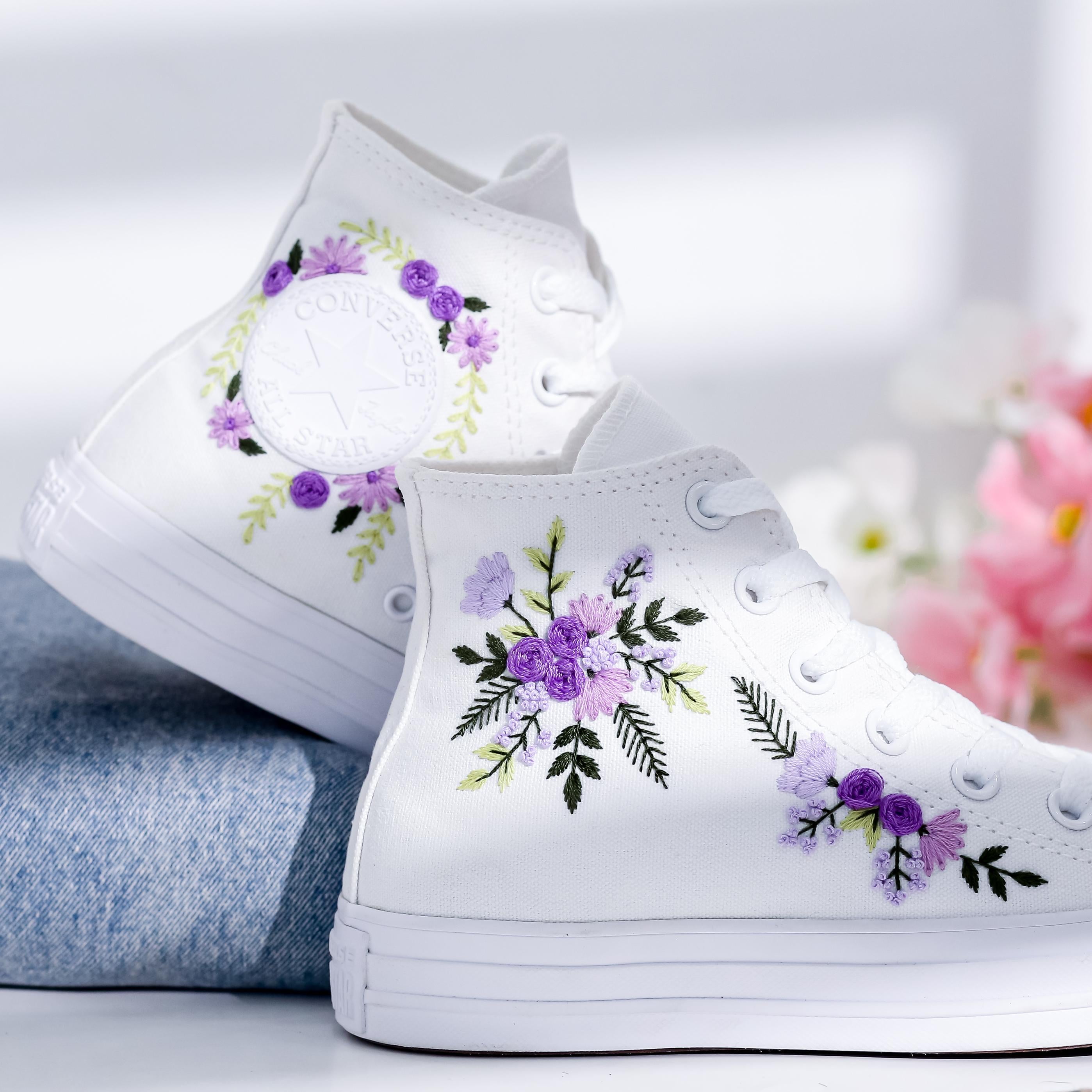 国内配送 CONVERSE ALL STAR (R) ROSE EMBROIDERY HI BLACK Rose Converse - Etsy