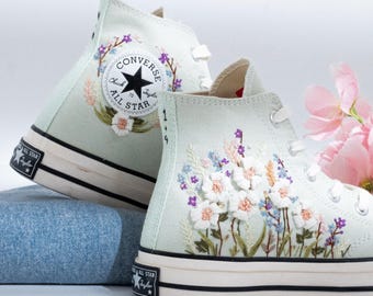 Embroidered Converse Mushroom, Frog, Converse Embroidery Mushroom, Custom Shoes Embroidered Frog and Mushrooms Sneakers, Unique Gift for Her