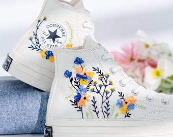 Custom Wedding Converse for Bride, Wildflowers Embroidered Converse, Bridal  Flowers Embroidered Shoes, Wedding Floral Embroidered Sneaker