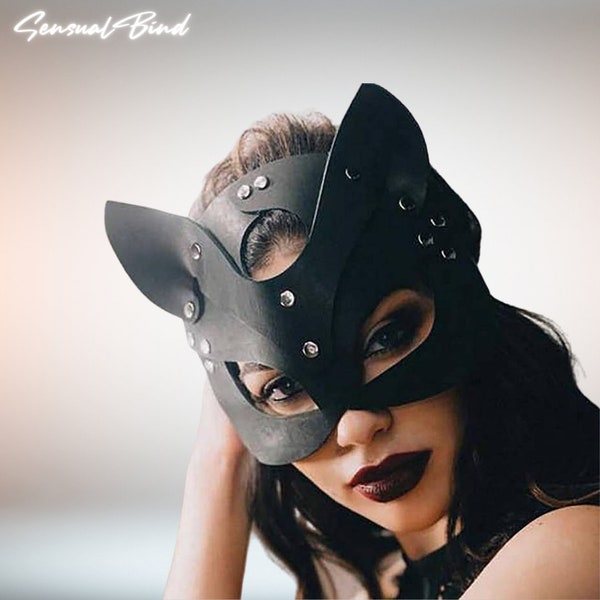 Superbe Masque Chat Adulte - Cuir Vegan | Réglage facile