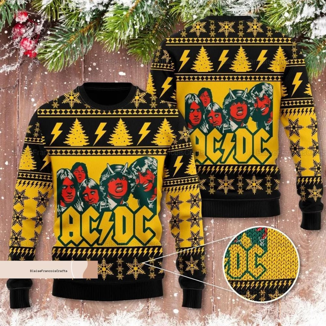 Christmas Acdc Band Sweater Ac Dc Rock Band Xmas Sweater Etsy