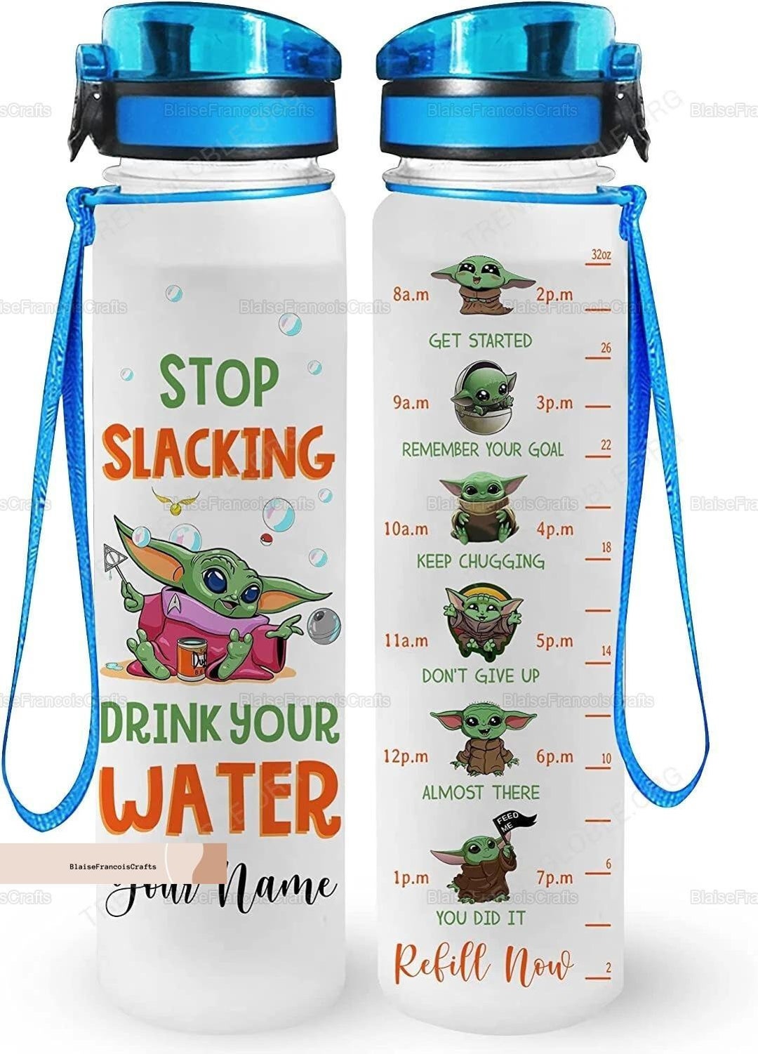 Christmas Baby Yoda Water Bottle Custom Baby Yoda Water Etsy