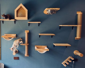 Cat Climbing Wall, Cat Wall Shelves, Cat Shelves - Cat Playground including Cat Stairs, Cat Ladder, Cat Bed, Cat Wall Steps and more