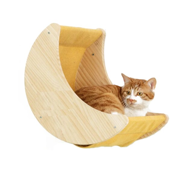 Cat Shelves - Cat Moon Bed (Bed & Stairs) I Cat Wall Steps, Cat Wall Furniture, Cat Climbing Wall, Cat Shelves Set, Cat Wall Bed