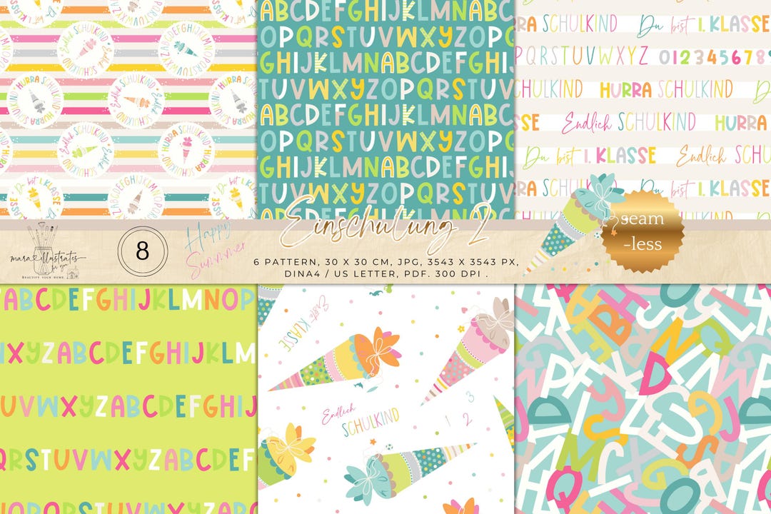 2in Start Pattern School Start 2 Seamless Pattern Set | Printable Scrapbook Paper | 30x30 ...