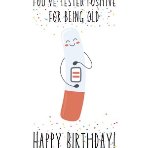 Grappige digitale verjaardagskaart "Je bent positief getest op oud zijn", gelukkige verjaardag oude scheet, verjaardagskaart, digitale verjaardagskaart