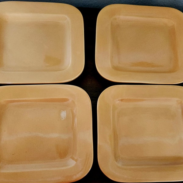 Retro Tabletops Gallery Vintage Set of 4 Yellow Square Plates Fall Color