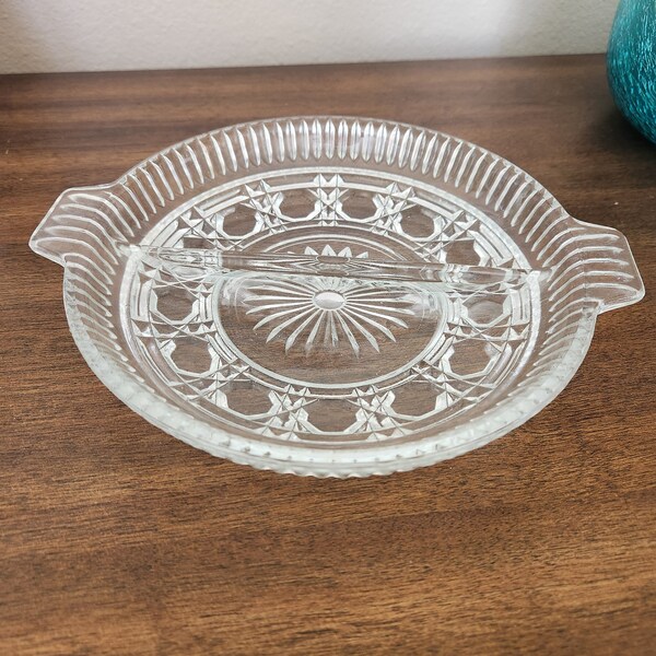 Vintage glass divided relish dish