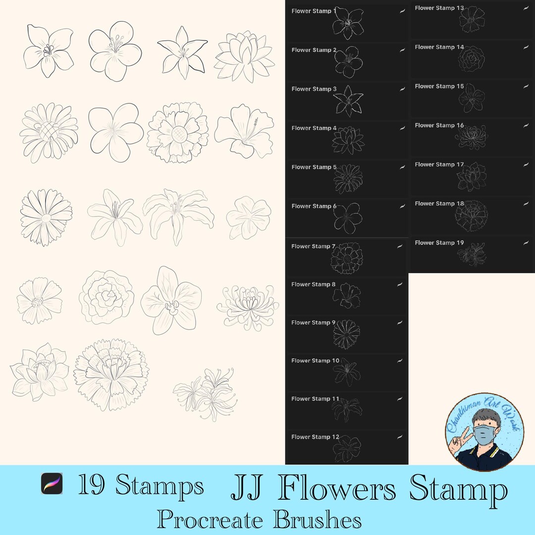 Flower Stamp Procreate Brushes, Digital Download, Stamp Brushes ...