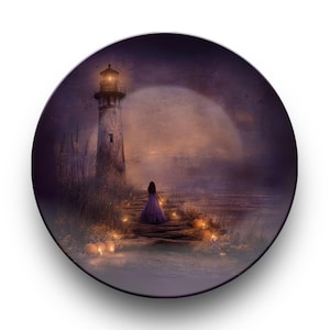 Haunted Seaside Lighthouse Plate – Coastal Halloween Dinnerware Decor image 1