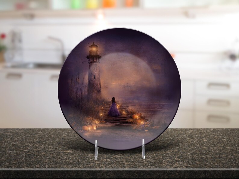 Haunted Seaside Lighthouse Plate – Coastal Halloween Dinnerware Decor image 5