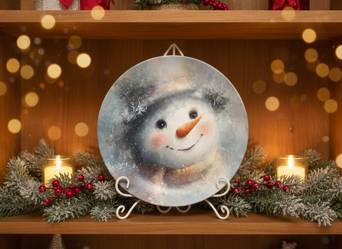 ウィンタースマイル – 雪だるま柄のクリスマス割れないプレート - Etsy