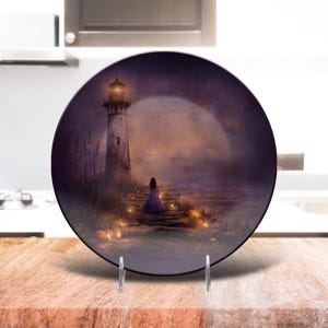 Haunted Seaside Lighthouse Plate – Coastal Halloween Dinnerware Decor image 4