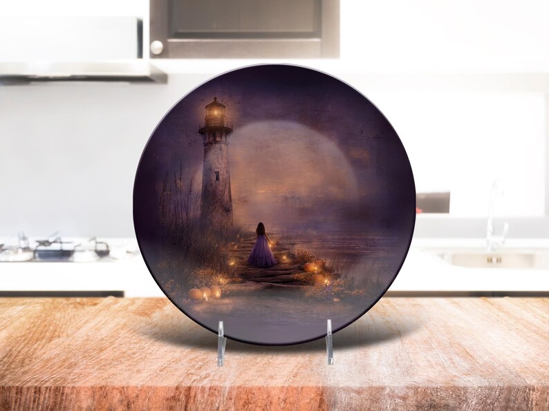 Haunted Seaside Lighthouse Plate – Coastal Halloween Dinnerware Decor image 4