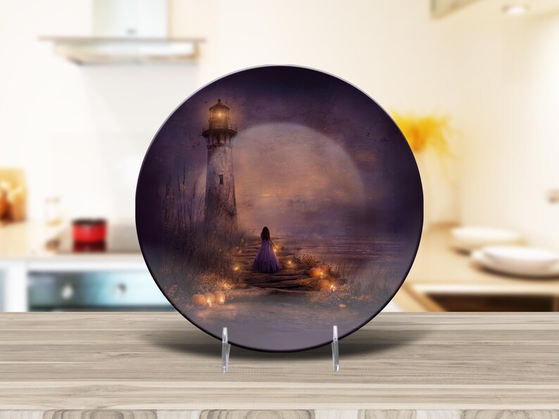 Haunted Seaside Lighthouse Plate – Coastal Halloween Dinnerware Decor image 3